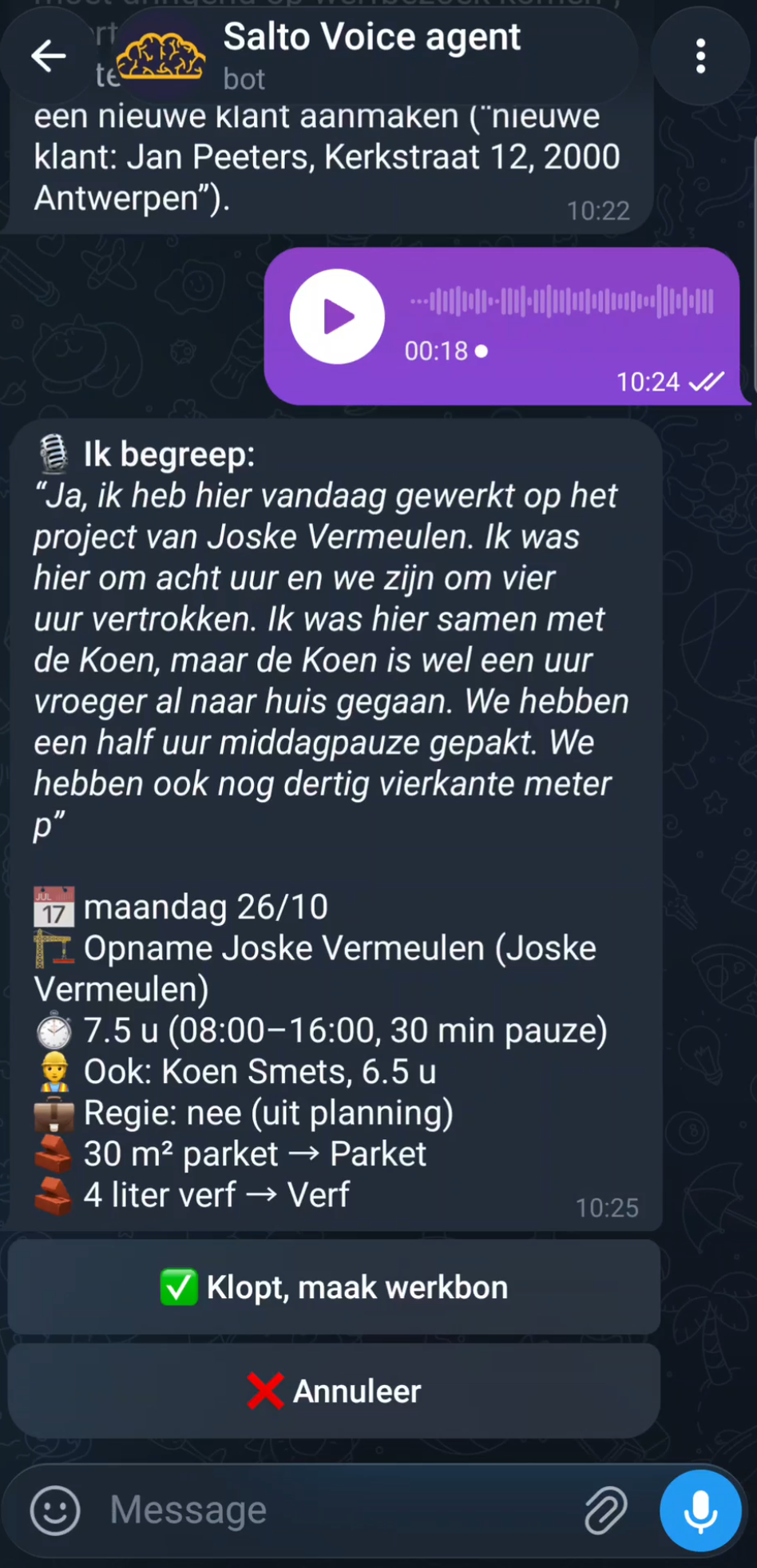 Prestaties declareren via een gesproken bericht